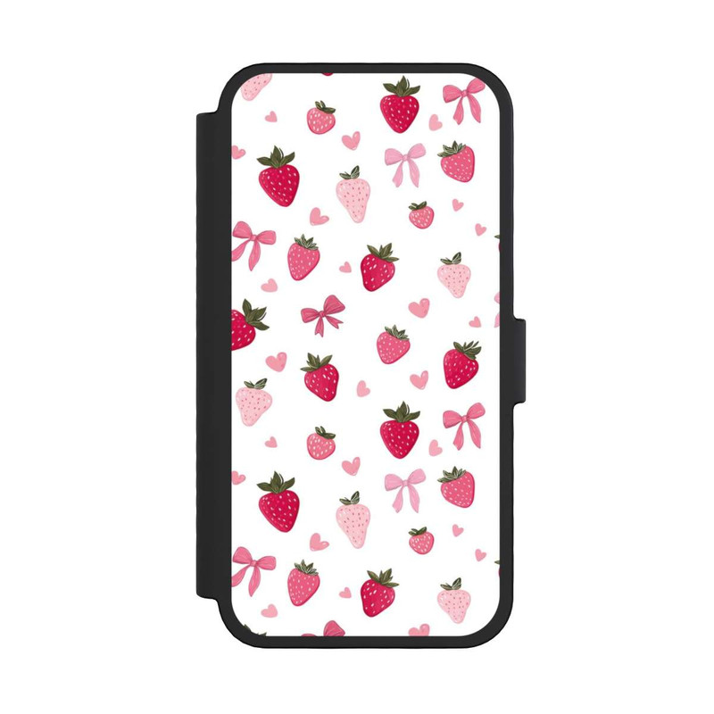 iPhone 16 Pro NIVOflip Erdbeer Herz Schleifen Muster Pink