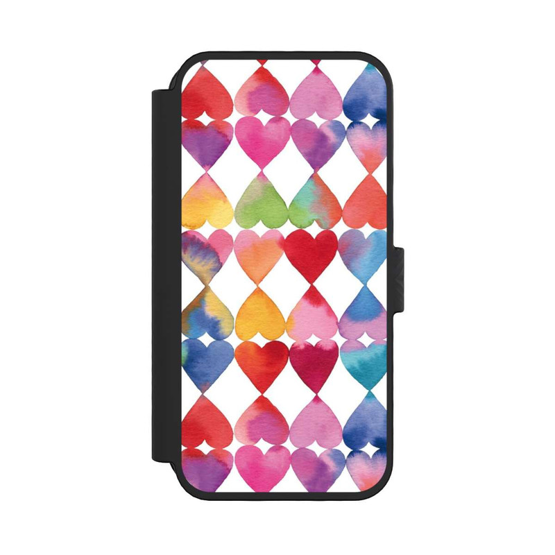 iPhone 16 Pro NIVOflip Buntes Herz Watercolor Muster