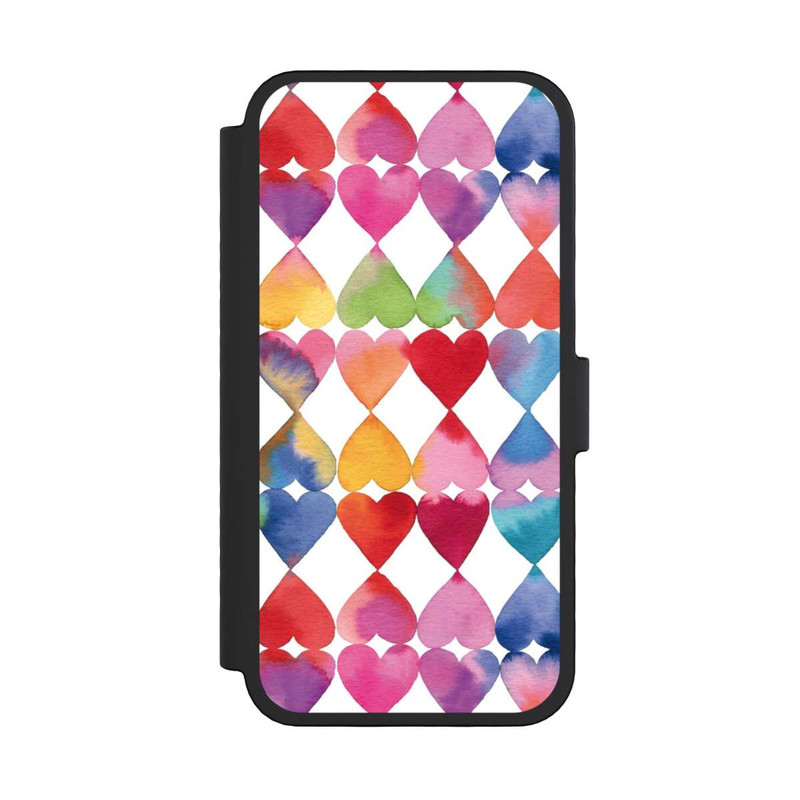 iPhone 16 Pro NIVOflip Colorful Watercolor Hearts Pattern