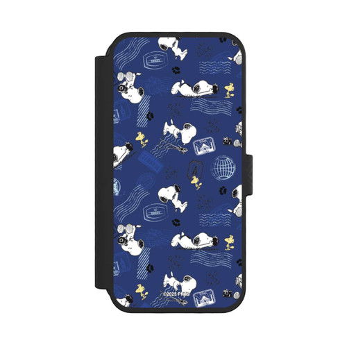 Apple iPhone 16 Pro NIVOflip Peanuts Travel Stamps Pattern Blue