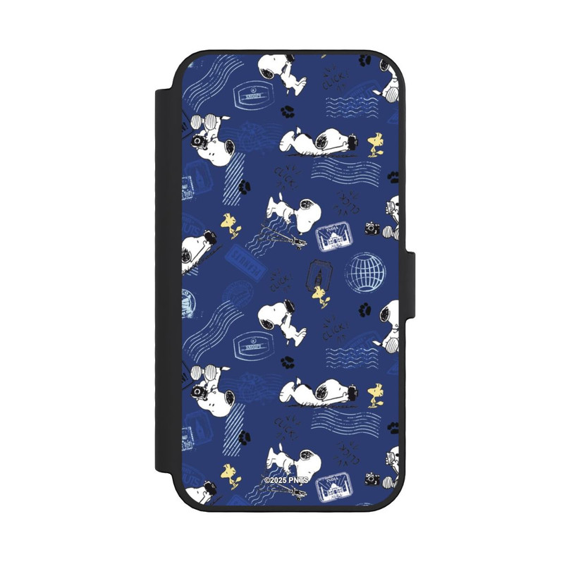iPhone 16 Pro NIVOflip Peanuts Travel Stamps Pattern Blue