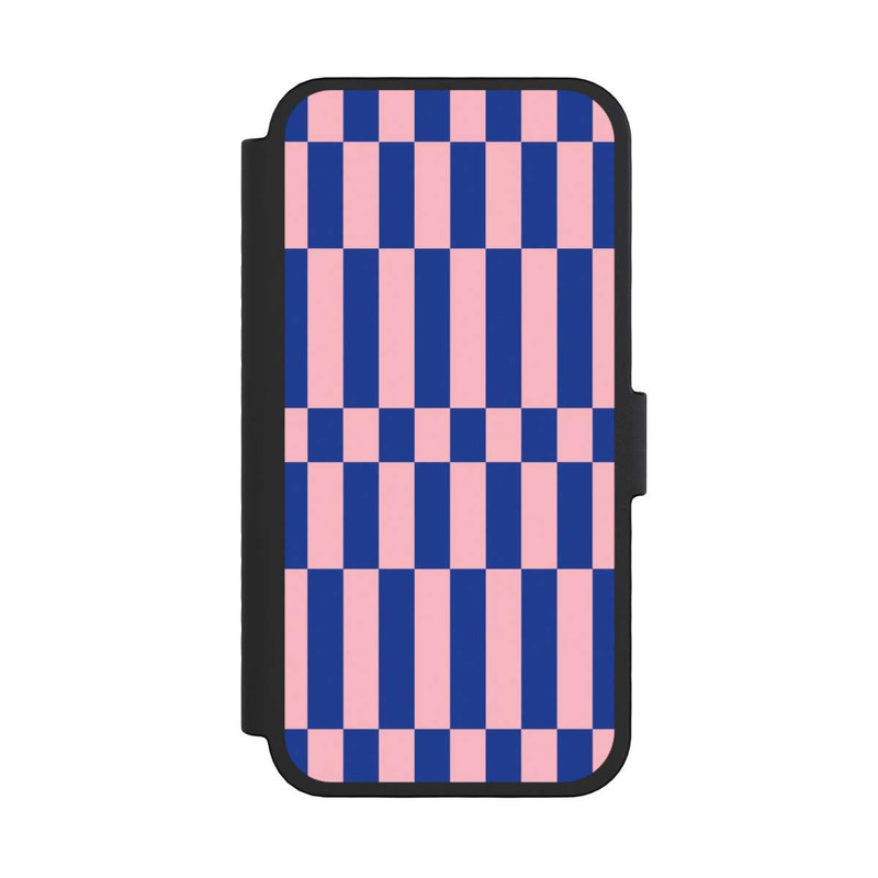 iPhone 16 Pro NIVOflip Checked Abstract Bold Electric Blue and Pink Color Block