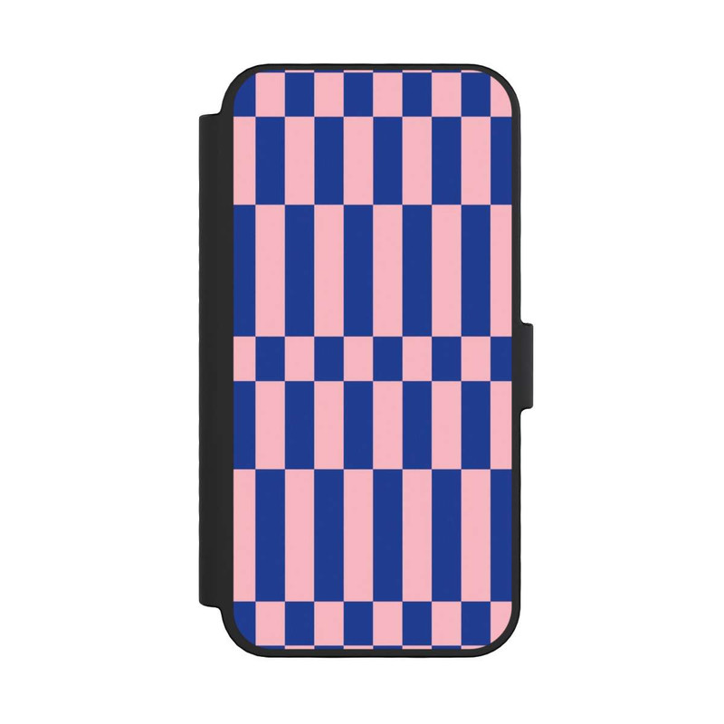 iPhone 16 Pro NIVOflip Checked Abstract Bold Electric Blue and Pink Color Block