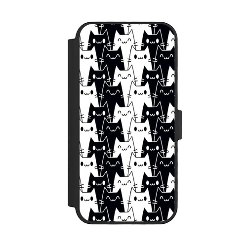 Apple iPhone 16 Pro NIVOflip Katzentapete Schwarz Weiß