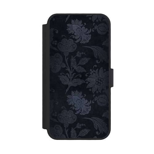 Apple iPhone 16 Pro NIVOflip  Silberne Blumen auf Samt