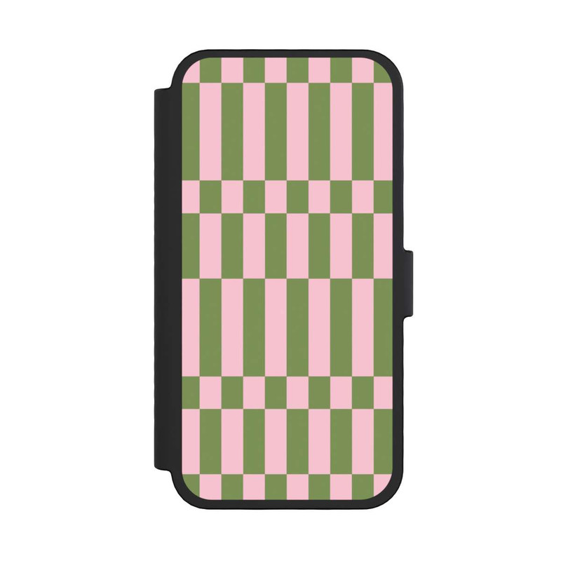 iPhone 16 Pro NIVOflip Thème à Carreaux Sauge et Rose