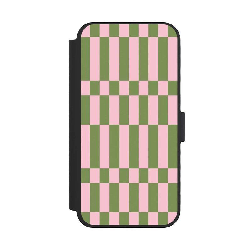 iPhone 16 Pro NIVOflip Thème à Carreaux Sauge et Rose