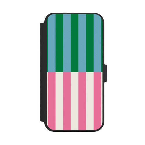 Apple iPhone 16 Pro NIVOflip Streifenmuster Grün Rosa