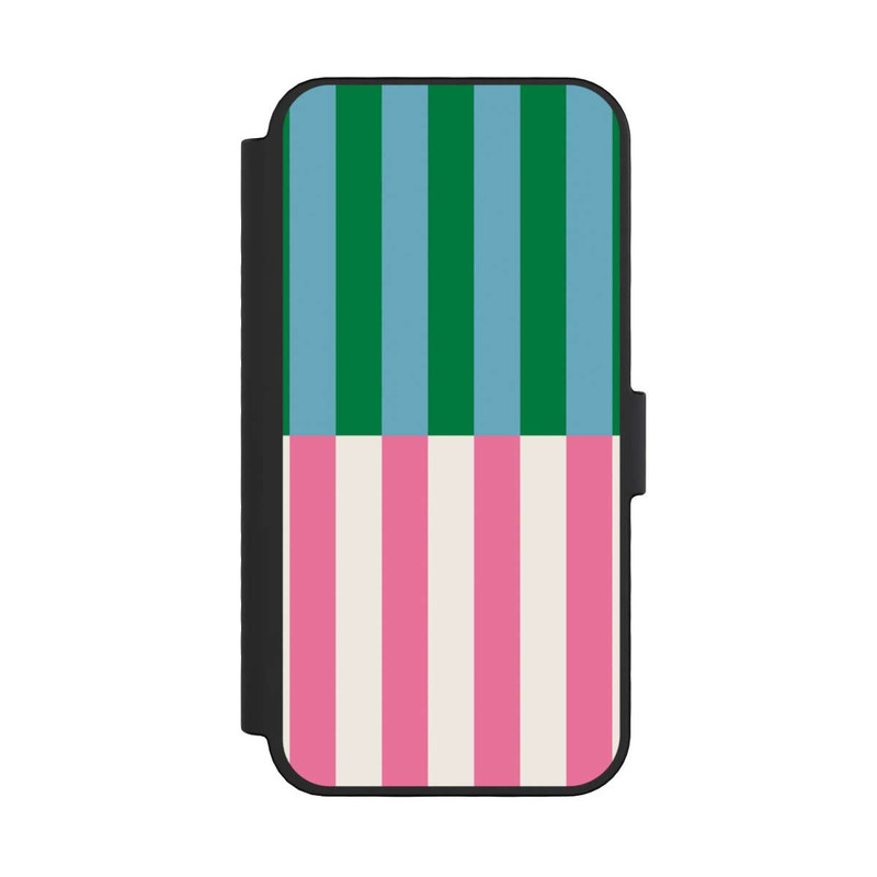 iPhone 16 Pro NIVOflip Motif Rayé Vert Rose