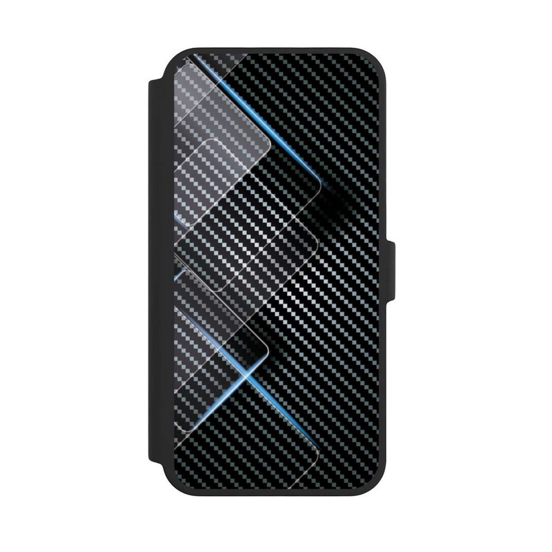 iPhone 16 Pro Max NIVOflip Blaue Linien auf Karbon
