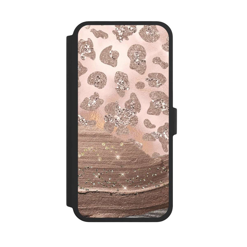 iPhone 16 Pro Max NIVOflip Silberner Leoparden Glitzerlook