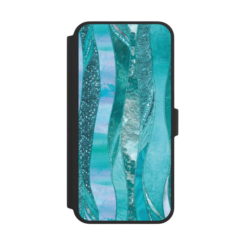 iPhone 16 Pro Max NIVOflip glamouröser Glitzerlook blau