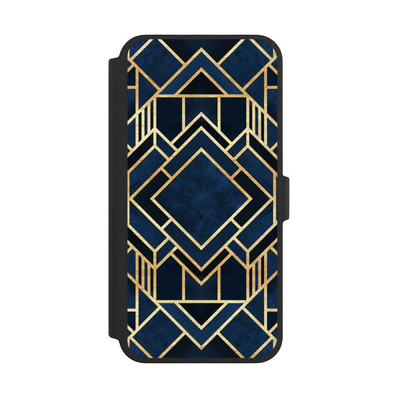 iPhone 16 Pro Max NIVOflip Kunst Deko Blau Golddruck