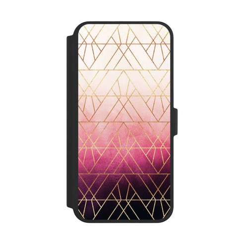 Apple iPhone 16 Pro Max NIVOflip Pink Ombre Triangles Gold Print