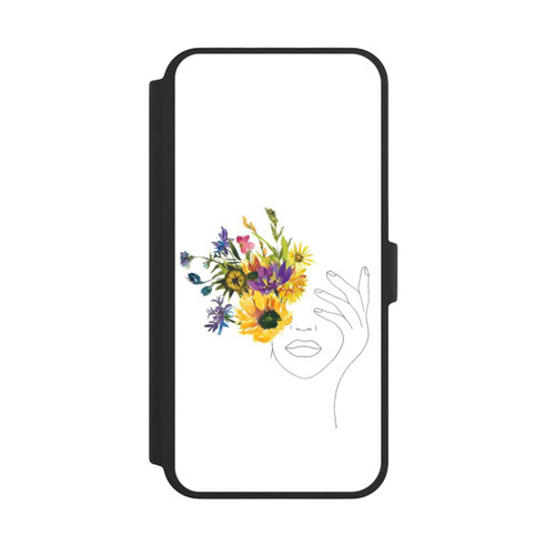 Apple iPhone 16 Pro Max NIVOflip Line Art Frau Sonnenblumen