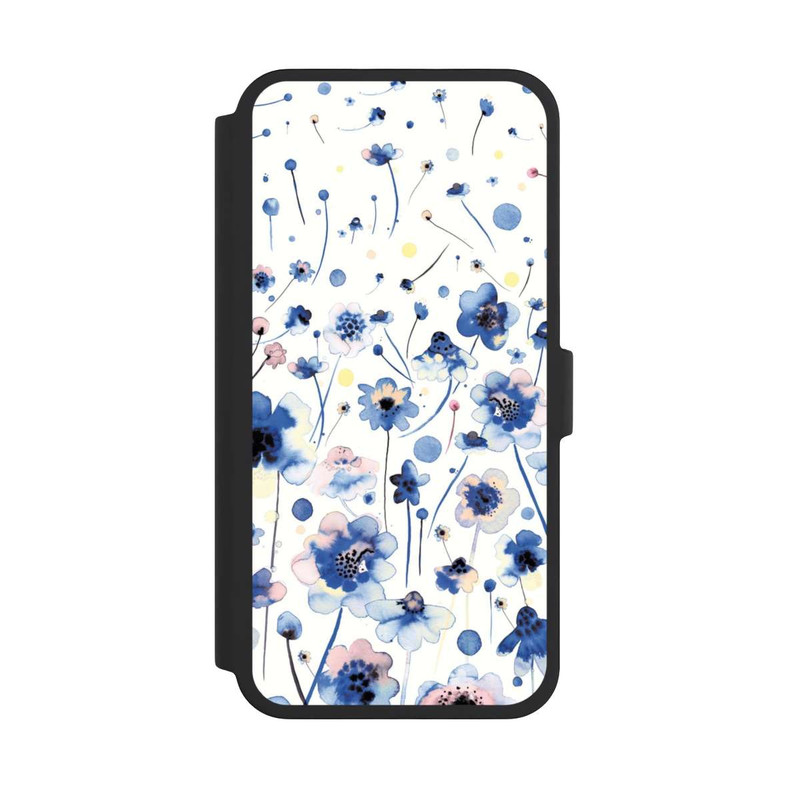 iPhone 16 Pro Max NIVOflip Watercolor Ink Blue Flowers