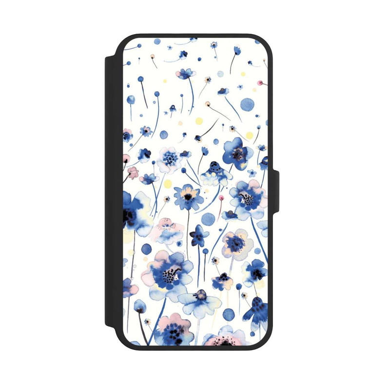 iPhone 16 Pro Max NIVOflip Watercolor Ink Blue Flowers