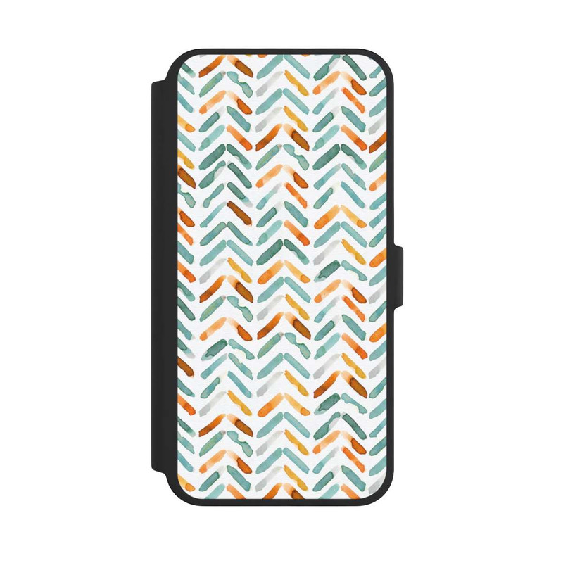 iPhone 16 Pro Max NIVOflip Elegantes Herbstchevron Blau Orange