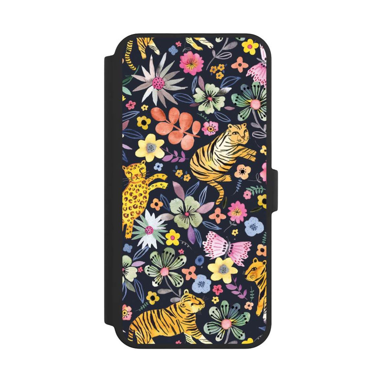 iPhone 16 Pro Max NIVOflip Frühlingsblumen mit Tiger schwarz
