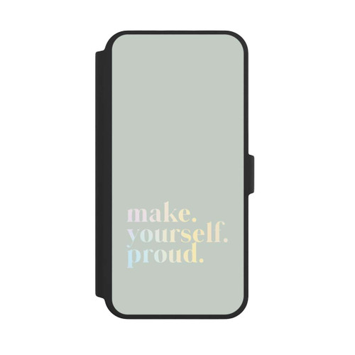 Apple iPhone 16 Pro Max NIVOflip Make Yourself Proud Zitat-Minze und Farbverlauf