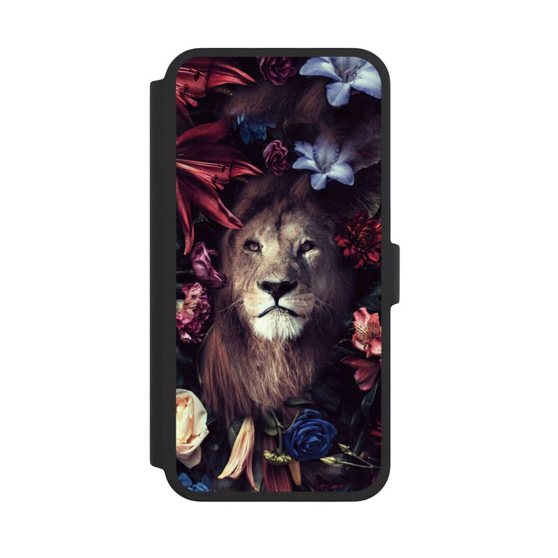 iPhone 16 Pro Max NIVOflip Löwe Blumenrahmen