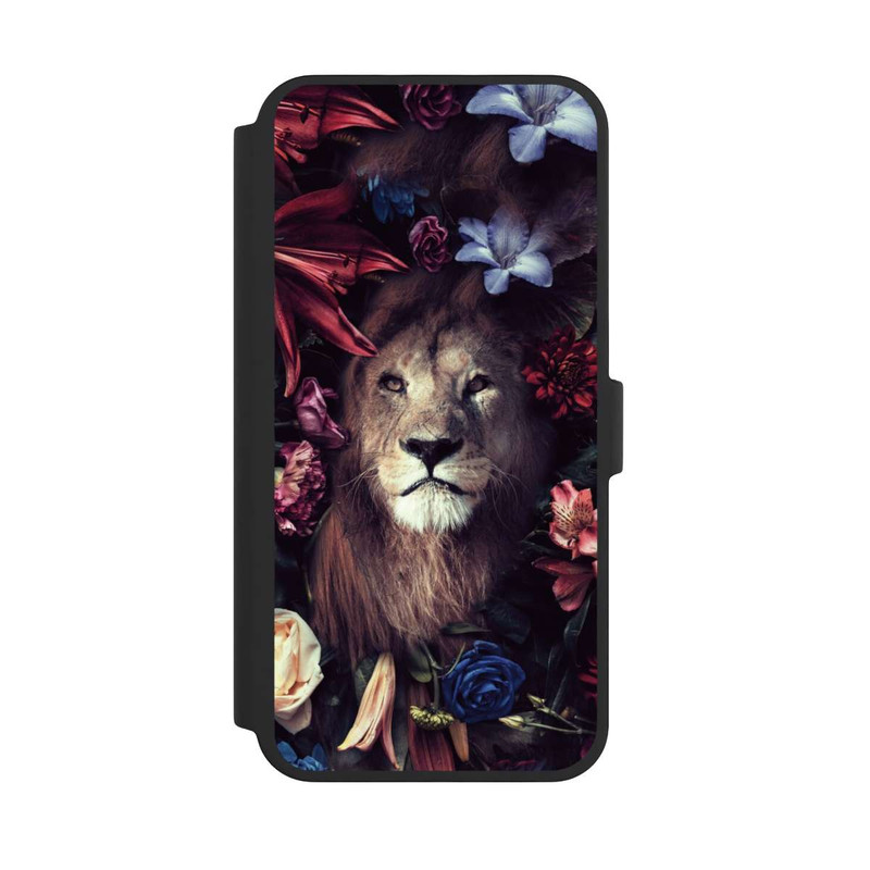 iPhone 16 Pro Max NIVOflip Löwe Blumenrahmen
