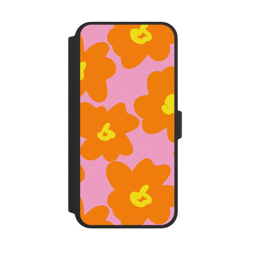 Apple iPhone 16 Pro Max NIVOflip Retro Blumenmuster Pink und Orange