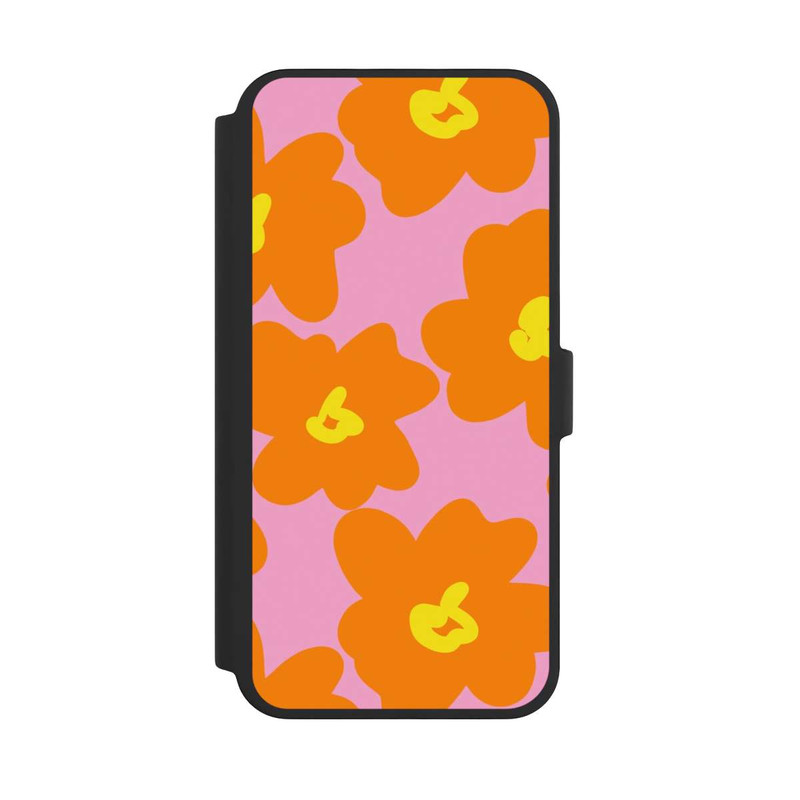 iPhone 16 Pro Max NIVOflip Retro Blumenmuster Pink und Orange