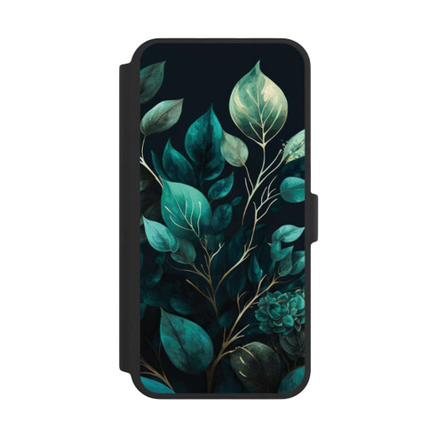 Apple iPhone 16 Pro Max NIVOflip Grüne Eukalyptus Blätter mit dunklem Hintergrund mit KI