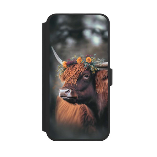Apple iPhone 16 Pro Max NIVOflip Vache des Highlands avec des fleurs avec IA