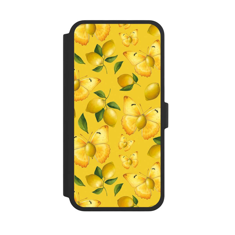 iPhone 16 Pro Max NIVOflip Zitrone und Schmetterling Muster Gelb