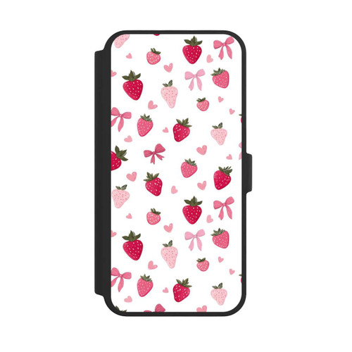 Apple iPhone 16 Pro Max NIVOflip Erdbeer Herz Schleifen Muster Pink