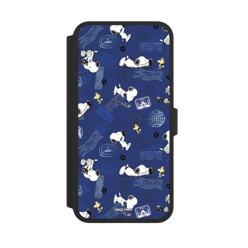 Apple iPhone 16 Pro Max NIVOflip Peanuts Travel Stamps Pattern Blue