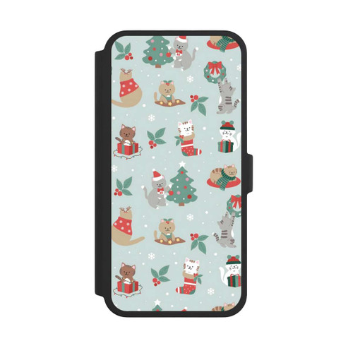 Apple iPhone 16 Pro Max NIVOflip Cute Winter Wonderland Christmas Festive Cats on Teal