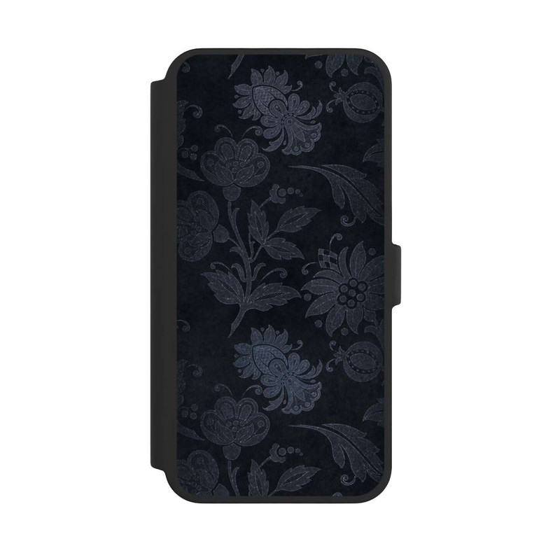 iPhone 16 Pro Max NIVOflip  Silberne Blumen auf Samt