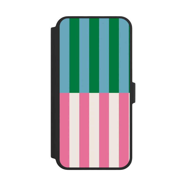 iPhone 16 Pro Max NIVOflip Motif Rayé Vert Rose