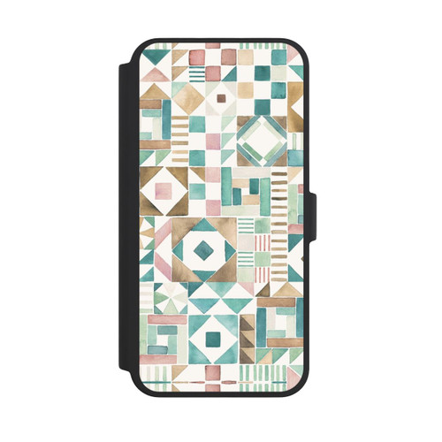 Apple iPhone 16 Pro Max NIVOflip Geometric Blocks Retro Vintage Patchwork Green