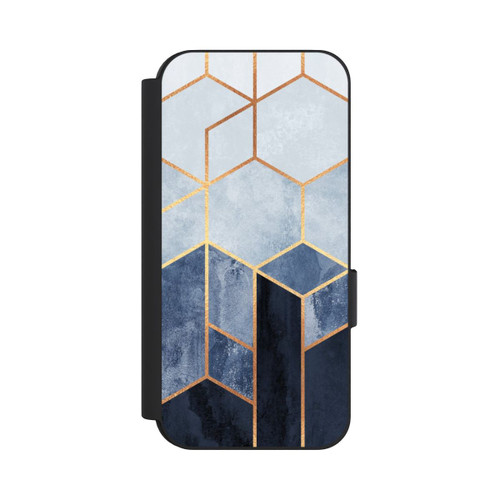 Google Pixel 9 NIVOflip Blauer Farbverlauf Sechsecke Golddruck