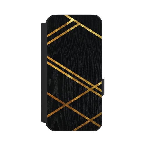 Google Pixel 9 NIVOflip Schwarzes geometrisches Muster Goldene Streifen