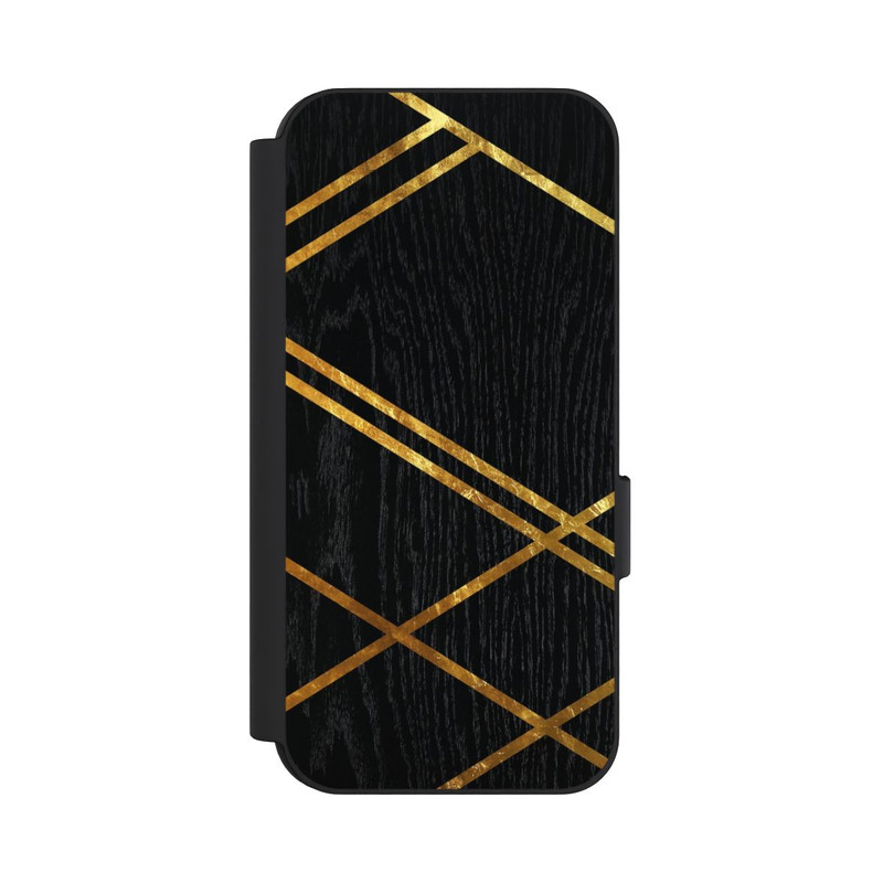 Pixel 9 NIVOflip Schwarzes geometrisches Muster Goldene Streifen