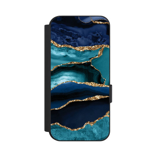 Google Pixel 9 Pro NIVOflip Dark and Light Blue Marble Gold Glitter Look
