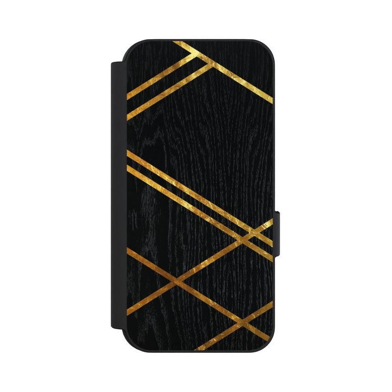 Pixel 9 Pro NIVOflip Noir Motif géométrique Rayures dorées