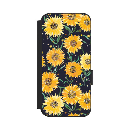 Google Pixel 9 Pro NIVOflip Fleurs de Tournesol sur Fond Noir