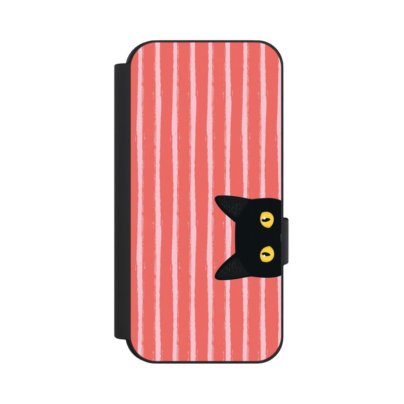 Pixel 9 Pro NIVOflip Chat noir sur fond rayé orange