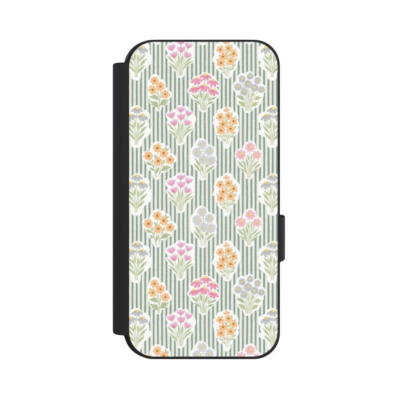 Pixel 9 Pro NIVOflip Ditsy Flower Sticker Bouquets on Blue and Cream Pinstripes