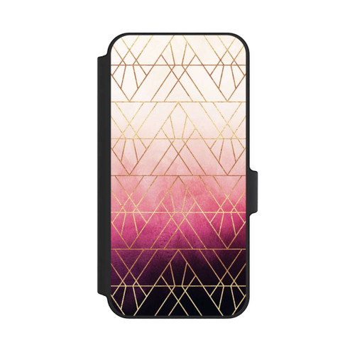 Samsung Galaxy A15 5G NIVOflip Triangles ombrés roses imprimé doré