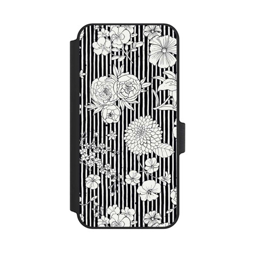 Samsung Galaxy A15 5G NIVOflip Fleurs et rayures noir et blanc