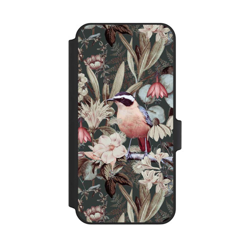 Samsung Galaxy A15 5G NIVOflip Orangefarbener Vogel im Vintage Blumenmuster