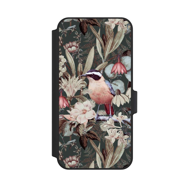 Galaxy A15 5G NIVOflip Oiseau orange à motif de fleurs vintage