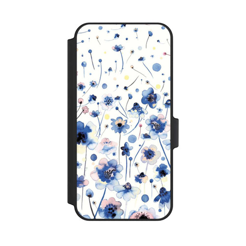 Samsung Galaxy A15 5G NIVOflip Fleurs bleues d’encre aquarelle